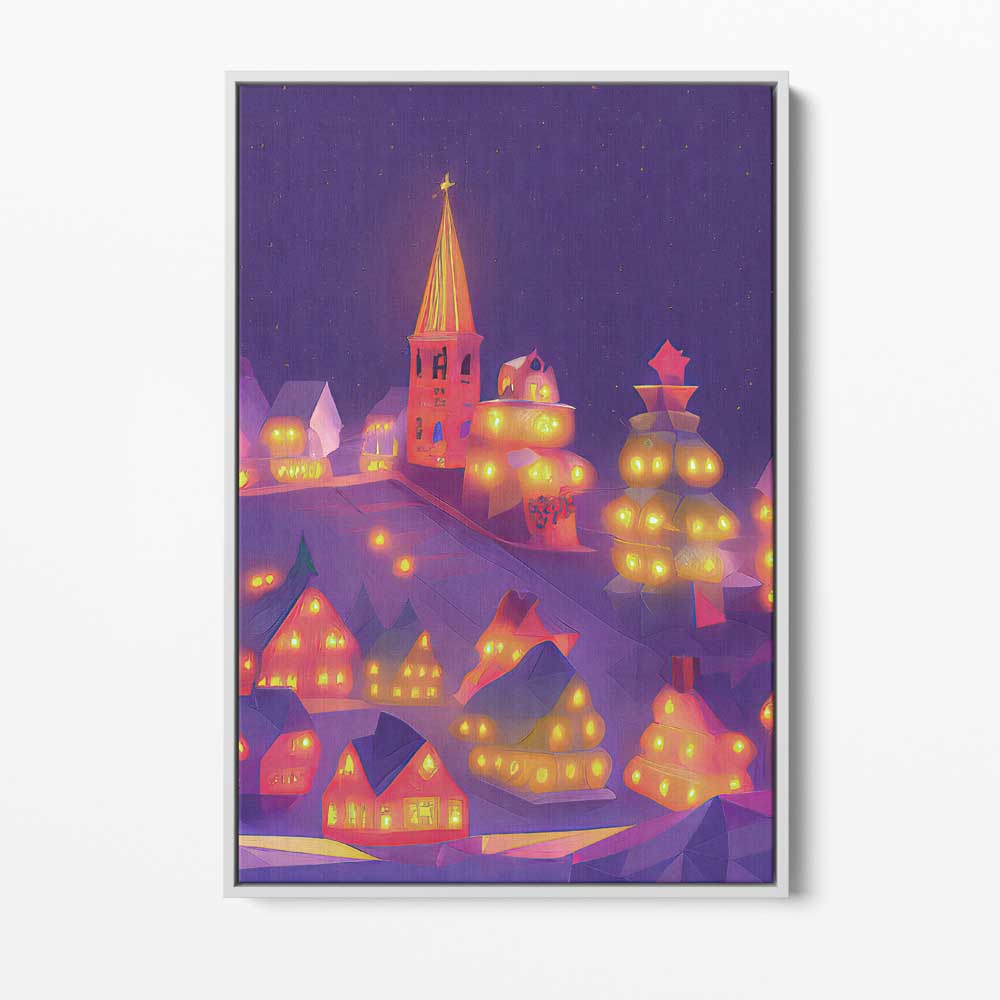 Little Christmas Town, Wall Art, Premium Canvas Print, 1.25" Stretched Canvas or Framed Canvas (0917)