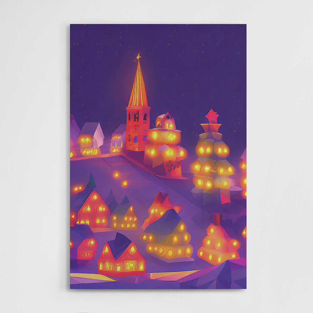 Little Christmas Town, Wall Art, Premium Canvas Print, 1.25" Stretched Canvas or Framed Canvas (0917)