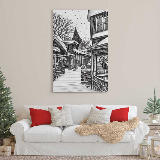 Little Christmas Town, Wall Art, Premium Canvas Print, 1.25" Stretched Canvas or Framed Canvas (0925)