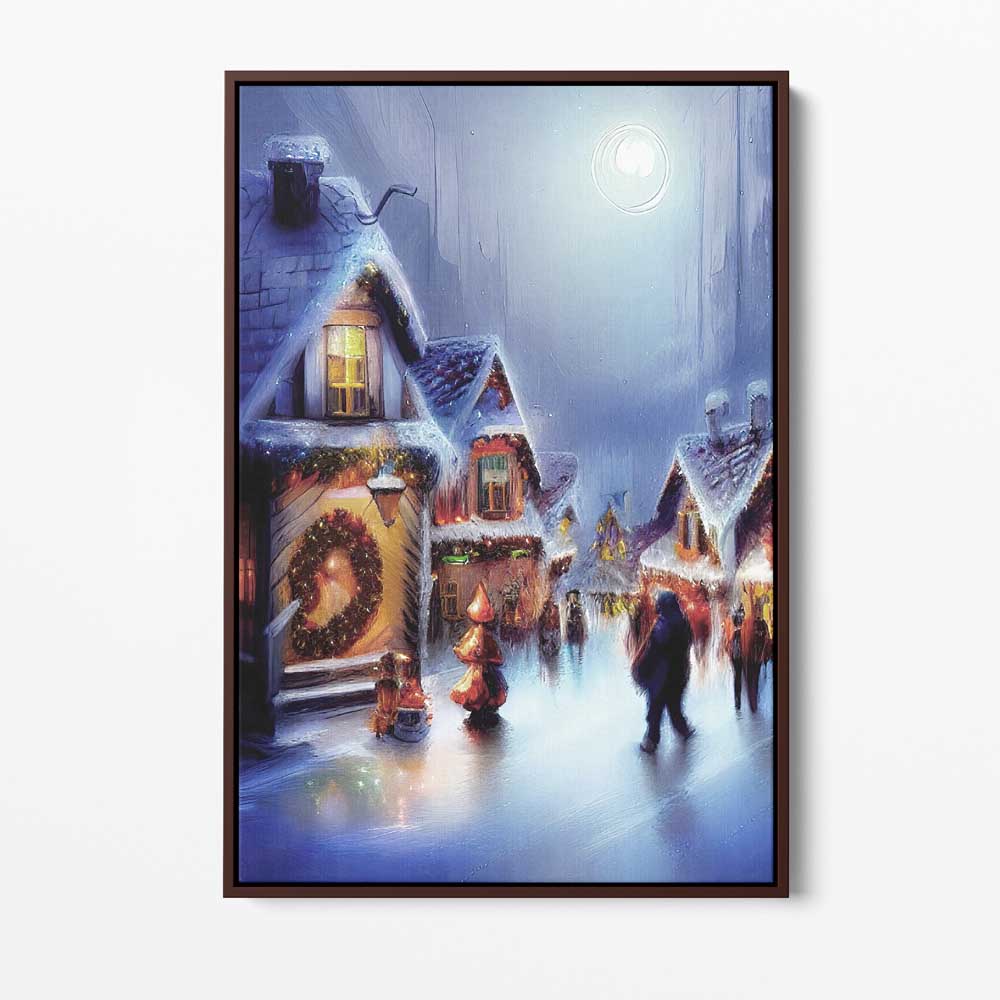 Little Christmas Town, Wall Art, Premium Canvas Print, 1.25" Stretched Canvas or Framed Canvas (0927)