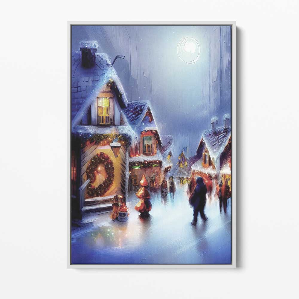 Little Christmas Town, Wall Art, Premium Canvas Print, 1.25" Stretched Canvas or Framed Canvas (0927)
