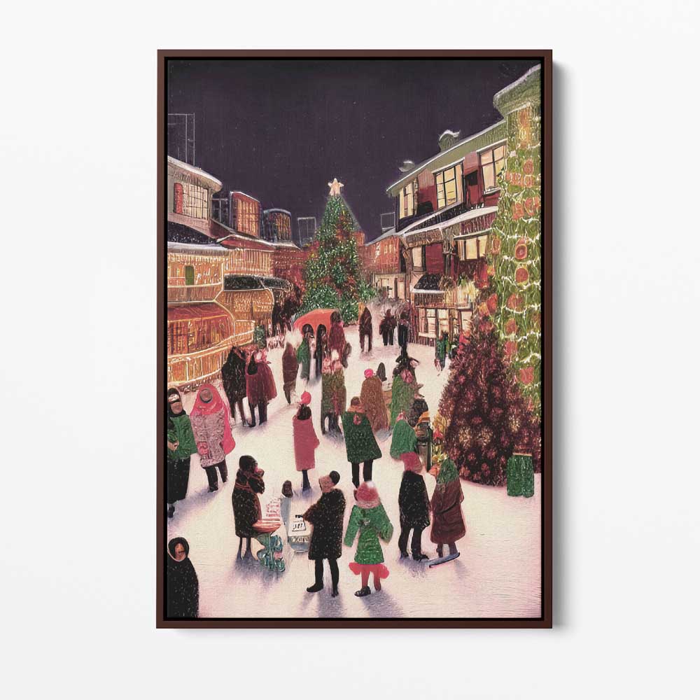 Little Christmas Town, Wall Art, Premium Canvas Print, 1.25" Stretched Canvas or Framed Canvas (0929)