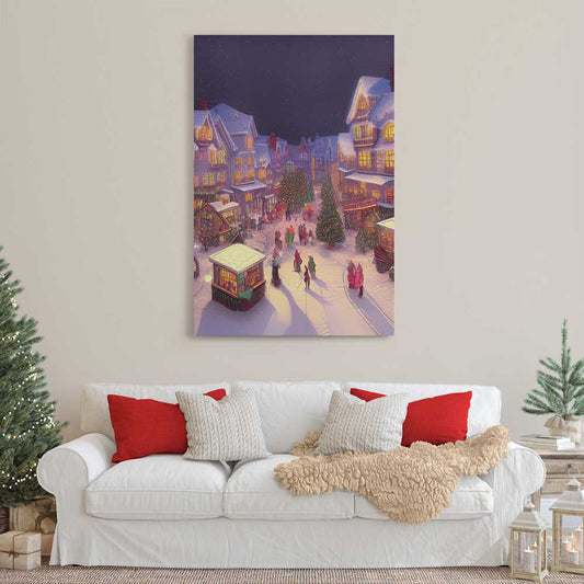 Little Christmas Town, Wall Art, Premium Canvas Print, 1.25" Stretched Canvas or Framed Canvas (0933)