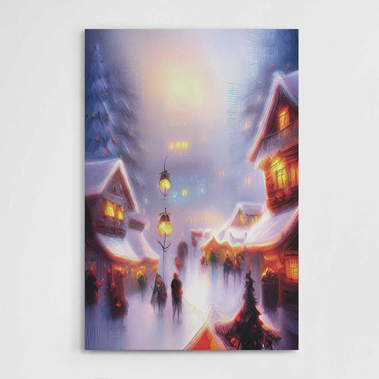 Little Christmas Town, Wall Art, Premium Canvas Print, 1.25" Stretched Canvas or Framed Canvas (0939)