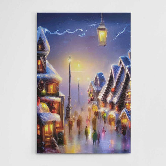 Little Christmas Town, Wall Art, Premium Canvas Print, 1.25" Stretched Canvas or Framed Canvas (0945)