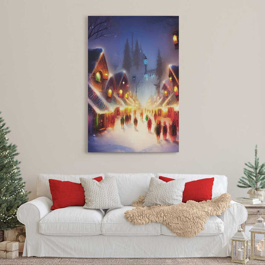 Little Christmas Town, Wall Art, Premium Canvas Print, 1.25" Stretched Canvas or Framed Canvas (0947)