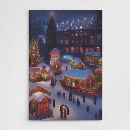 Little Christmas Town, Wall Art, Premium Canvas Print, 1.25" Stretched Canvas or Framed Canvas (0953)