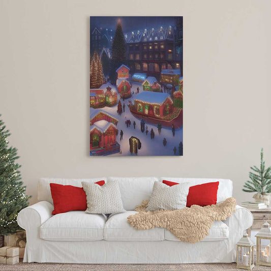 Little Christmas Town, Wall Art, Premium Canvas Print, 1.25" Stretched Canvas or Framed Canvas (0953)