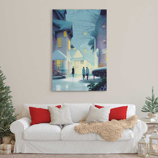 Little Christmas Town, Wall Art, Premium Canvas Print, 1.25" Stretched Canvas or Framed Canvas (0989)