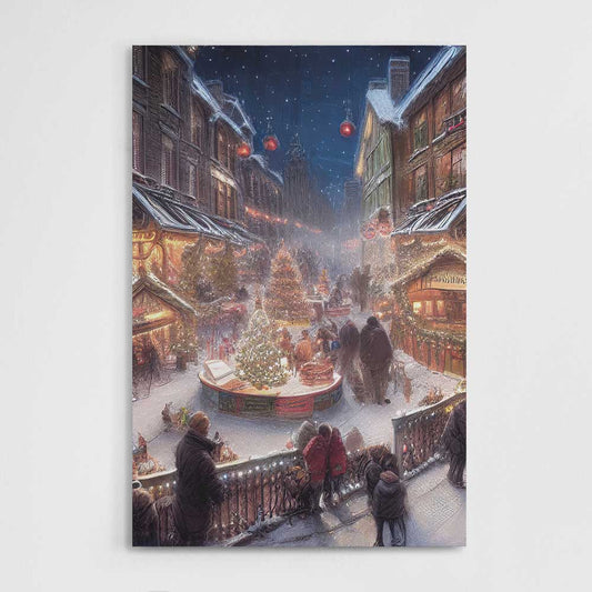 Little Christmas Town, Wall Art, Premium Canvas Print, 1.25" Stretched Canvas or Framed Canvas (1123)