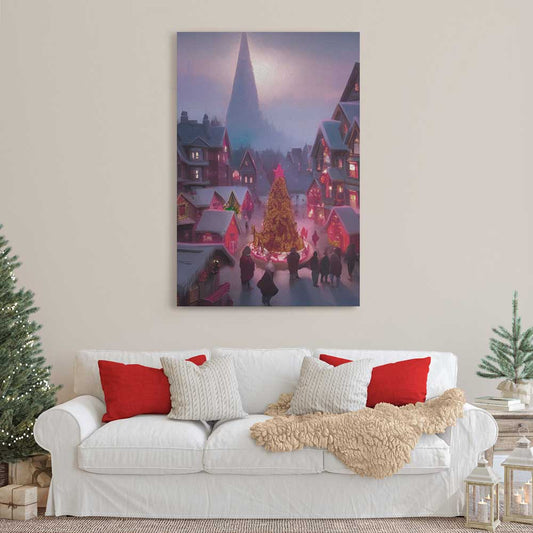 Little Christmas Town, Wall Art, Premium Canvas Print, 1.25" Stretched Canvas or Framed Canvas (9636)
