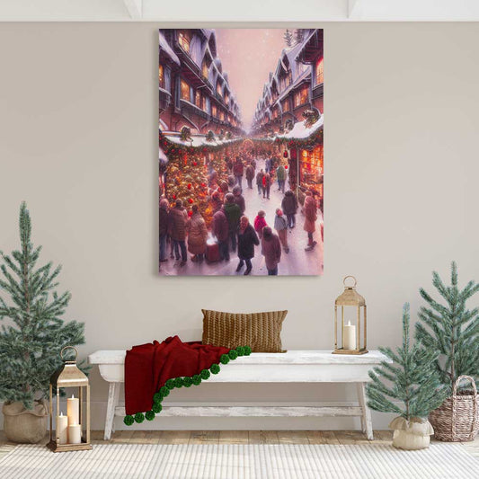 Little Christmas Town, Wall Art, Premium Canvas Print, 1.25" Stretched Canvas or Framed Canvas (9749)