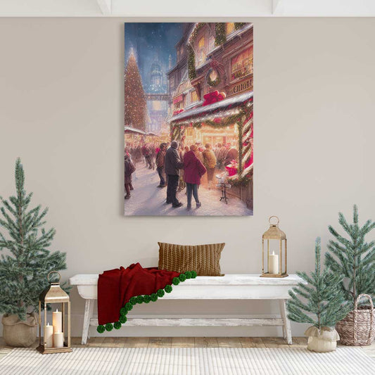 Little Christmas Town, Wall Art, Premium Canvas Print, 1.25" Stretched Canvas or Framed Canvas (9751)